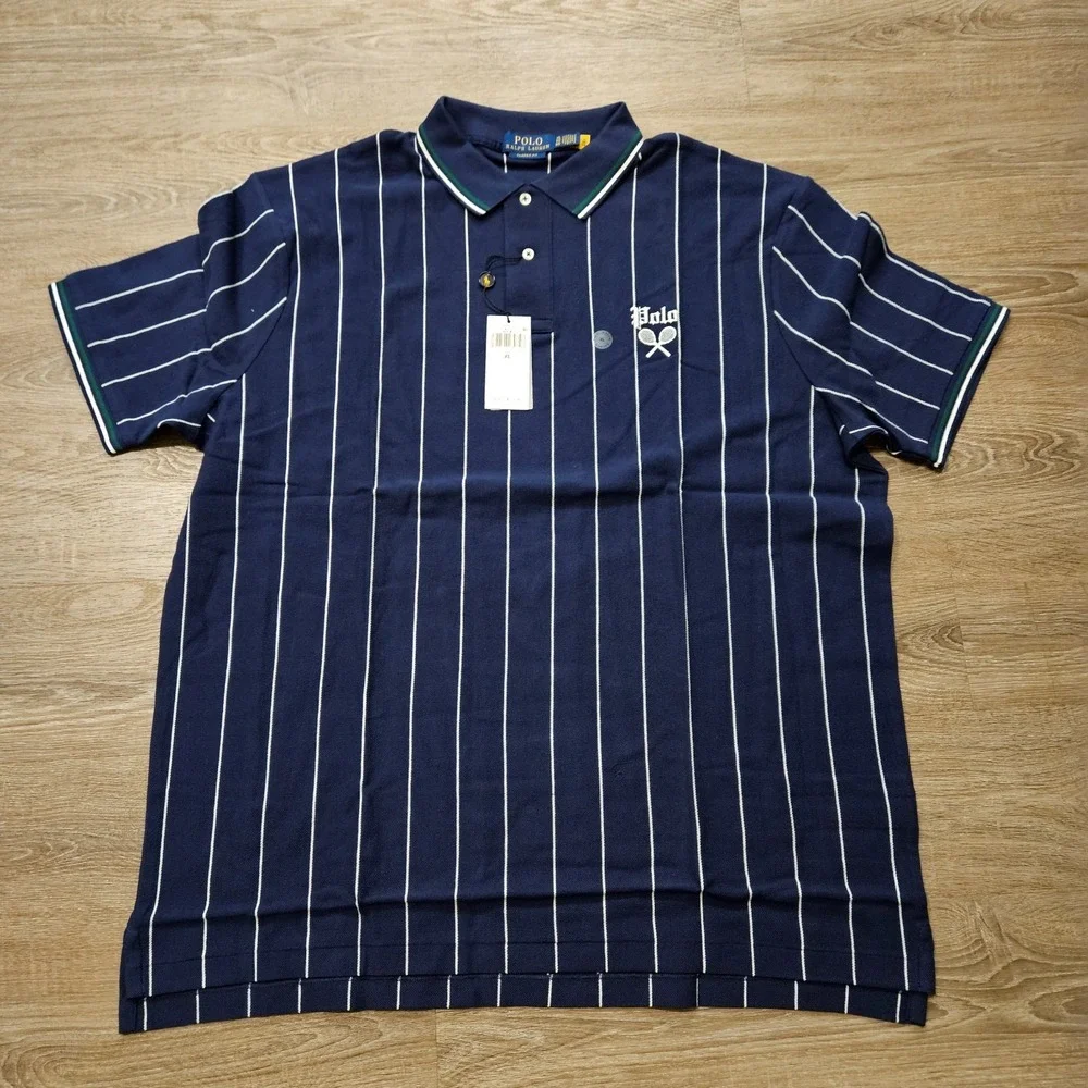 NWT Polo Ralph Lauren Classic Fit Mesh Polo Shirt Tennis Stripe Men's XL